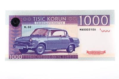 1000 korun Československých / Škoda 1000 MBX Autocultura Gábriš UNC