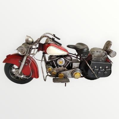 Červený retro oldtimer kovový model motocykel motorka
