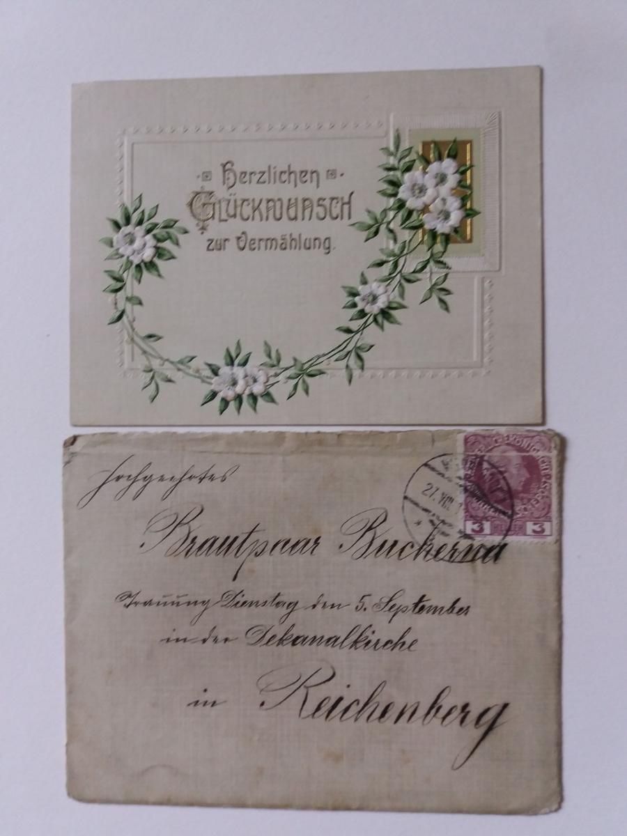 Prianie k svadbe, písané po nemecky, r. 1911 - Starožitnosti a umenie