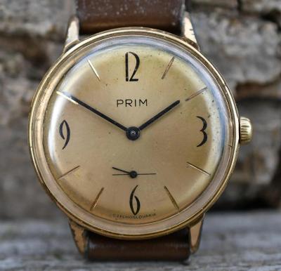 Extrémně vzácné pozlacené hodinky PRIM "BRUSEL" co nejsou v katalogu