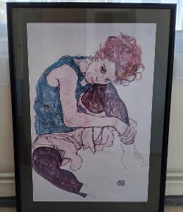 Egon Schiele, akt, krasna reprodukce, sklo, 105×77 cm, c.1