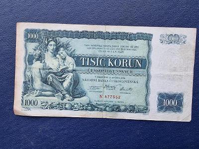 Bankovka 1000 korun 1934 perforace František Palacký