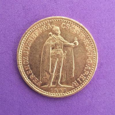 FJI. zlatá 10 koruna uherská 1903 KB -krásná !