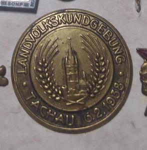 P209 Odznak LANDVOLKSKUNDGEBUNG / shromáždění zemědělců Tachov 1938 R!