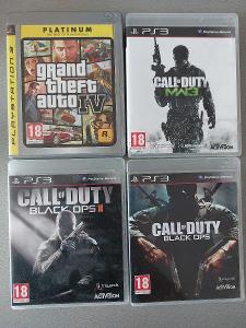 4x PS3 hry - GTA IV, Call of Duty - Black Ops 1+2, Modern Warfare 3