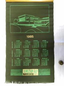Nástěnný látkový kalendář 1985 SLAVOJ MP  PLZEŇ