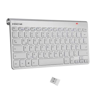 Zienstar -2.4Ghz Slim bezdrátová klávesnice (QWERTZ) s USB přijímačem