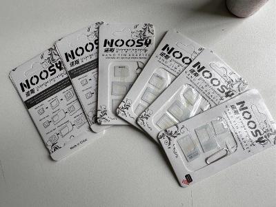 6ks Noosy adaptér Nano Micro Sim 3v1 iPhone Set + klíč - Bílá KP14160 