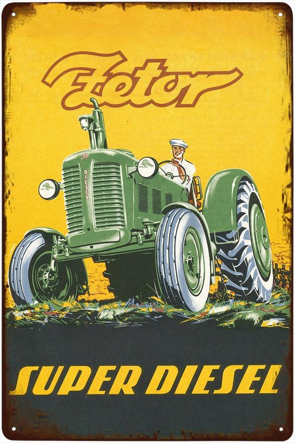 plechová ceduľa - traktor Zetor Super Diesel (dobová reklama) - Auto-moto