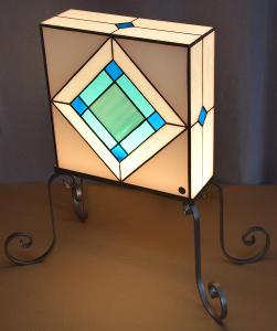Interiérové Tiffany svítidlo stolní - autorský originál 4 BLUE