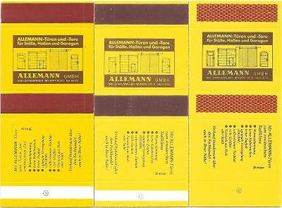 Exportní přířezy - ALLEMANN GMBH - 3 ks - katalog.č. 1a, 1c, 1d