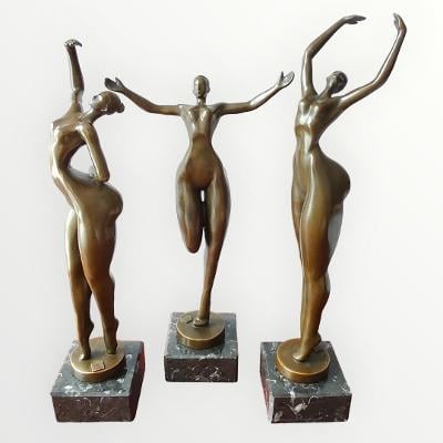 Tanečnice - sada 3 bronzových soch