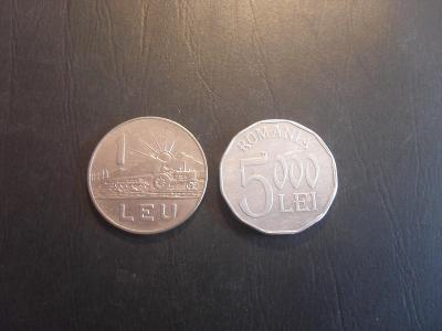 Rumunsko  1 Leu 1966 ,  5000 Lei 2002