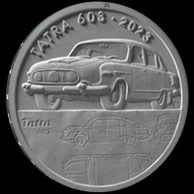 strieborná minca ČNB 500,- osobný automobil TATRA 603, PROOF