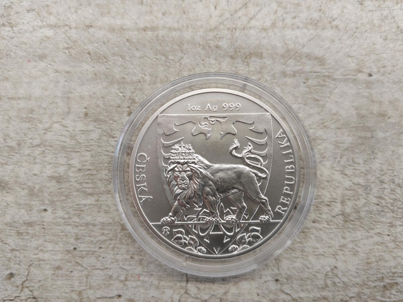 Strieborná uncová investičná minca, Český lev 2020 stand - Numizmatika