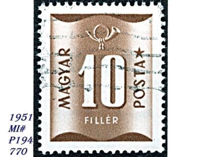 Maďarsko 1951, PORTO, číslo pod poštovní trubkou
