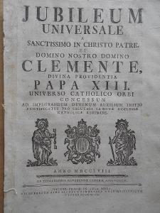 PATENT - JUBILEJNÍ PATENT 1759 PAPA XIII PAPEŽSKÝ ZNAK  14 STRAN 