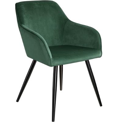 tectake 403657 židle marilyn sametový vzhled černá - tmavě zelená/čern