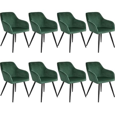 tectake 404029 8x židle marilyn sametový vzhled černá - tmavě zelená/č