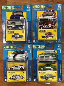 súprava 4 kusov modelov Matchbox Collectors "70" - Dodge Ford Datsun Chevy