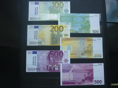 7 X BANKOVKY EURO  SPECIMEN - SPIELGELD  7 KUSŮ  5 EURO - 500 EURO!! R