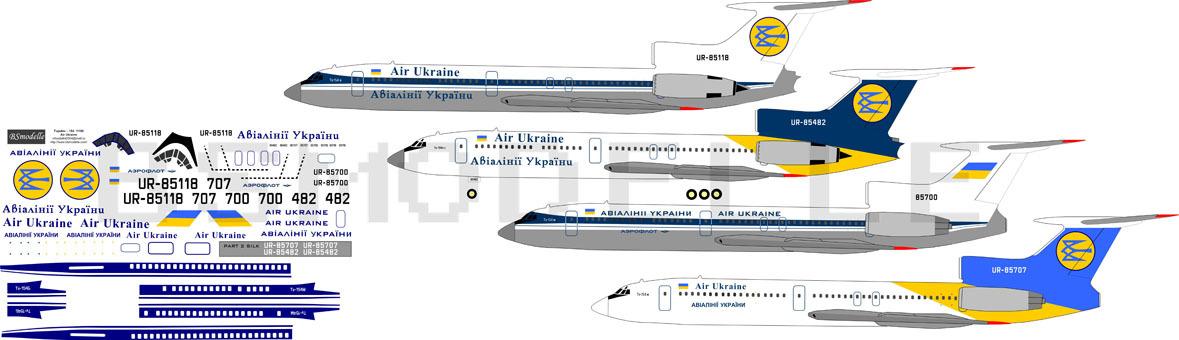 Obtlačky Tupolev Tu-154 Air Ukraine pre Veb Plasticart - BSmodelle - Civilné modely lietadiel