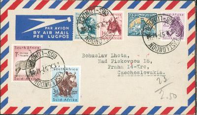 19B84 Firemní dopis Jižní Afrika - Praha, obrovská frankatura