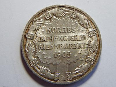 Norsko 2 Kroner 1906 Ag RRR XF-UNC č00045