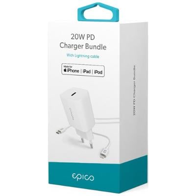 Epico 20W síťová nabíječka + kabel - bílá - iPhone / iPad 