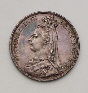 Stříbrný Crown 1890 - Victoria - Anglie - Super Stav!