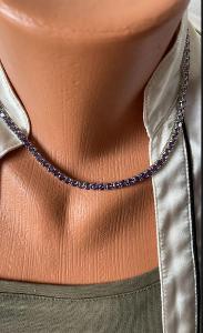 Mounser stříbrný náhrdelník Laguna fialové zirkony