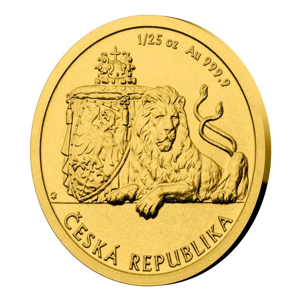 Zlatá 1/25 Oz investičné mince Český lev 2019 stand - Numizmatika