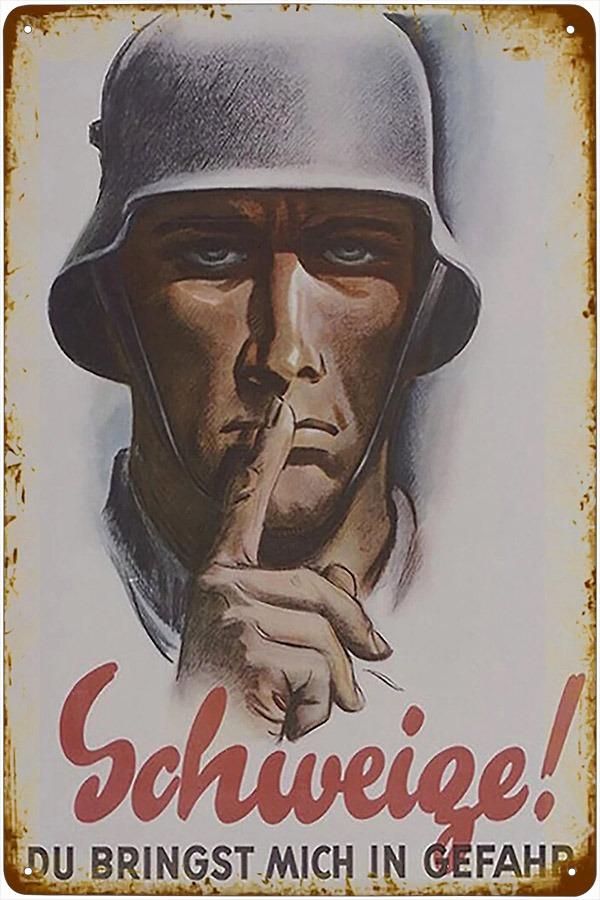 plechová ceduľa: Buď ticho! (vojnová propaganda) - Vojenské zberateľské predmety