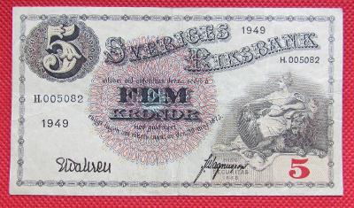 Švédsko 5 korun 1949     