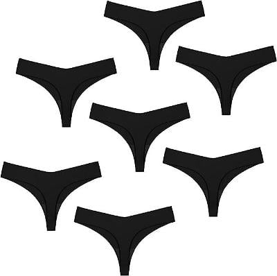 Černé bezešvé kalhotky tanga 7 ks SHARICCA vel M