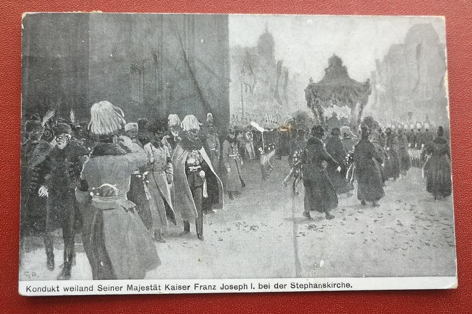 Cisár František Jozef I. - úmrtie, pohrebný sprievod - Pohľadnice