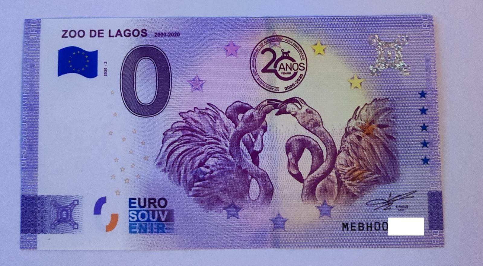 ZOO DE LAGOS 0 euro bankovka 2020-2 PORTUGALSKO - číslo do 1000 - Zberateľstvo