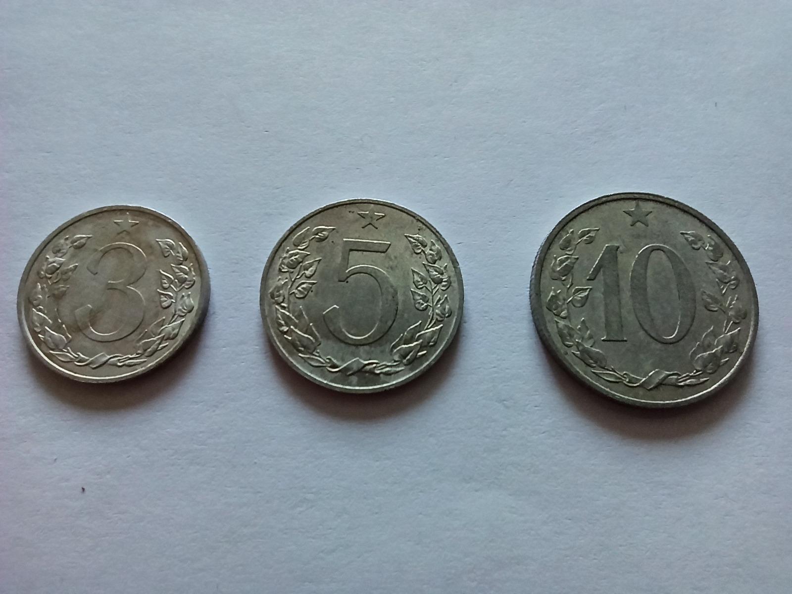 Lot halierových mincí, ročník 1953, 3h, 5h, 10h - Numizmatika
