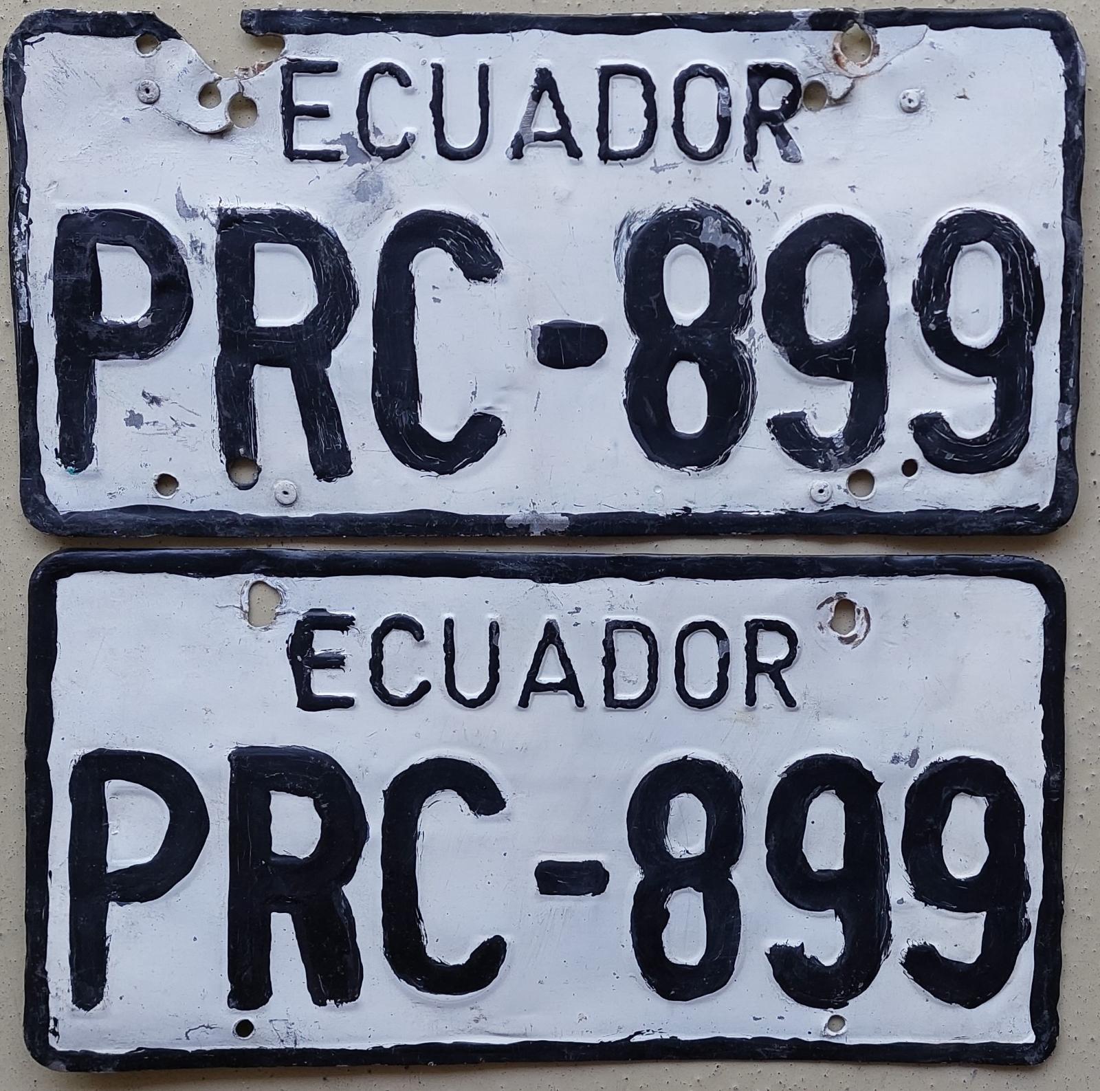 Registrační značka Ekvádor, pár PRC-899 - Auto-moto