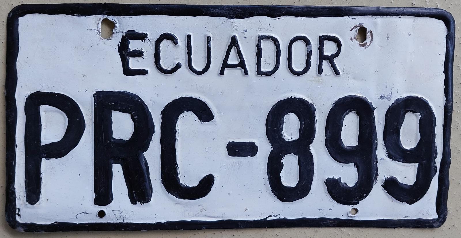 Registrační značka Ekvádor, pár PRC-899 - Auto-moto