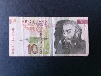 Bankovka Slovinsko 10 deset Tolarjev 1992