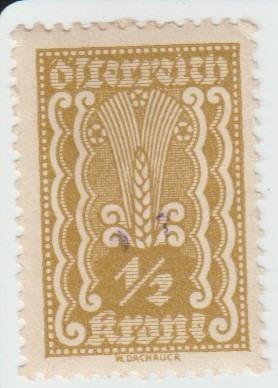Mi:AT 360 / ½ kr šedožlutá 1922 /*Rakousko:Symbolism:ear of corn