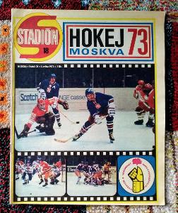 Časopis STADION - mistrovství světa v ledním hokeji Moskva 73'