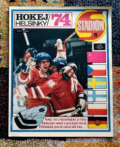 Časopis STADION - mistrovství světa v ledním hokeji Helsinky 74'