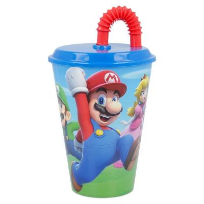 Plastový kelímek pro děti s brčkem Super Mario (21430) 