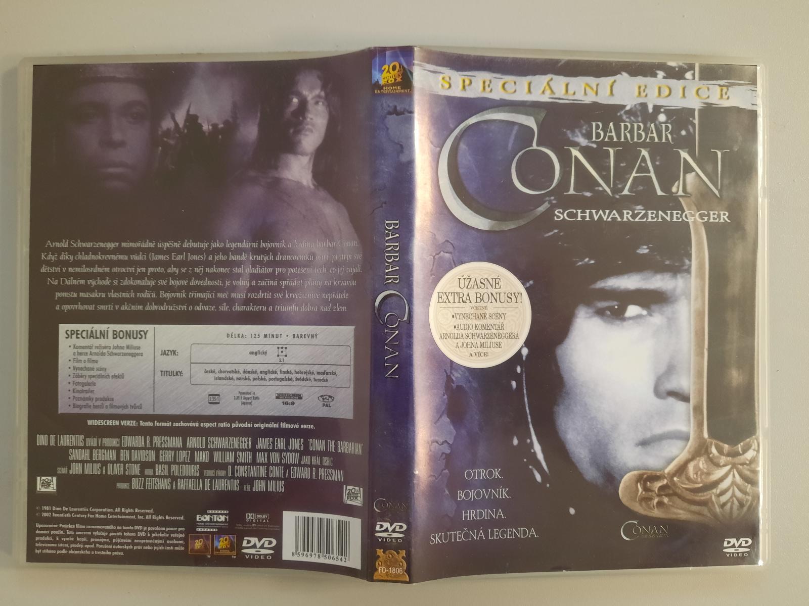3 dvd Barbar Conan, Červená Sonja a Atentát - Film