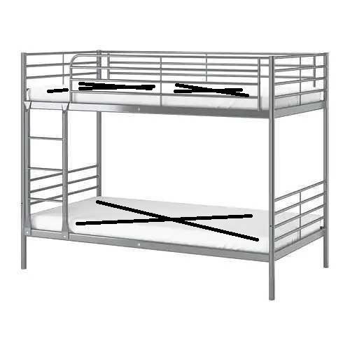 Patrová dvojitá postel 17357 IKEA 200x96x160cm (ŠxDxV) lamelový rošt - Studentské pokoje