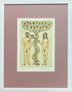 Jiří Slíva - Adam a Eva - litografie