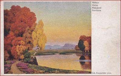 Krajina * stromy, řeka, podzimní motiv, sign. Kasparides * XM312