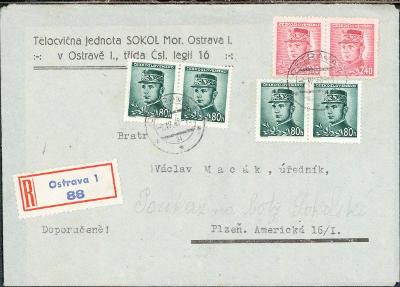 10B6586 Dopis TJ Sokol Ostrava + pokaz na boty sokolské - R!
